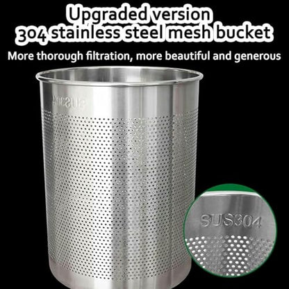 Manual Stainless Steel Fruit Wine Press, Fruit Press, Grape Crusher for Wine Making, with 2 Stainless Steel Barrels, for Outdoor, Kitchen and Home~/ - size: 22L