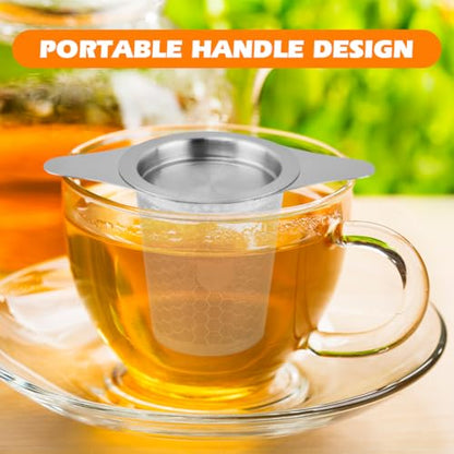 2Pcs Loose Leaf Tea Infuser with 1 Tong, Stainless Steel Loose Leaf Tea Stepper with Lid and Double Handles, Tea-Strainer for Cups, Teapot, Fine Mesh(COLOR:Silver)