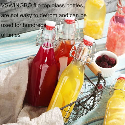 12 pack 8oz flip top glass bottles,swing top glass bottles 8 oz with lid for Home Brewing,2nd Fermentation,Kombucha,Kefir,Vanilla Extract,Juice,Tea,Beverages,Soda,Oils,Vinegar,Limoncello
