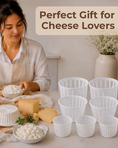 7 items Cheese making kit | Variouse cheese molds 0.25-0.6 kg for soft cheeses (7). Cheesemaking from Cow and Goat Milk. Cheese making supplies - size: Set of 7