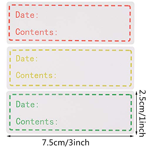 XGOOD 900 Pieces Removable Food Storage Labels, 3 Rolls (Red, Yellow, Green), 3x1in, Freezer & Refrigerator Labels