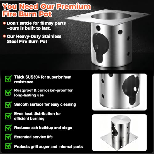QuliMetal 304 Stainless Steel Fire Burn Pot for Pit Boss Pro Series 1150/1600 Pellet Grills, Pit Boss PB1150PS2, PB1150PS3, PB1600PS1 Grills, Upgraded Durable FirePot Accessories with Screws - size: L1 Fire Burn Pot for Pit Boss 1150