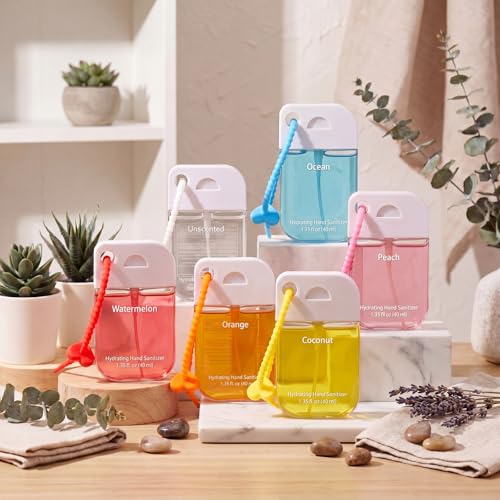 Frienda 12 Pcs Hydrating Hand Sanitizer Spray Scented Pocket Power Mist Hand Sanitizer Travel Size with Keychain Moisturizing Antibacterial Sanitizing Cleans Hands for Women(Exotic) - style: Exotic