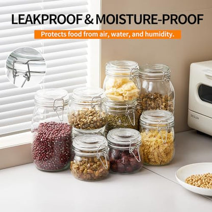 2 Pack 1 gallon Food Storage Jars with Airtight Lids, Preserving Seal Wire Clip Fastening Glass Containers, Canisters for Kitchen, Flour, Cereal, Pasta, Sugar, Beans, Pickling Jars(1 Gallon*2) - size: 1 Gallon*2