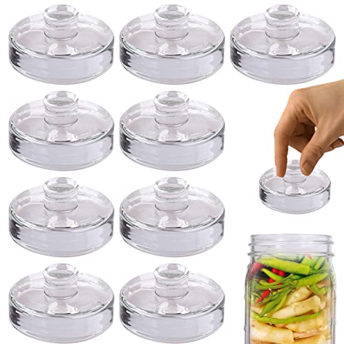 Eleganttime 9 Pack Glass Fermentation Weights with Easy Grip Handle, Heavy Fermenting Lids Canning Weight Kit for Wide Mouth Pickling Mason Jars - color: Glass Weight-9pcs