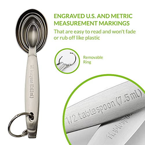 Spring Chef Stainless Steel Measuring Spoons Set of 7, Oval Metal Teaspoon & Tablespoon Measuring Spoons - Nesting Kitchen Gadgets For Baking & Cooking, Dual Measurements - Dry & Liquid Ingredients