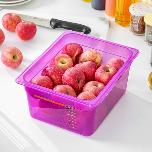 Restaurantware Food Storage Container 1 Pack of 9.5 qt Plastic Stackable Microwave-Safe Bin Dishwasher Safe Freezer Safe Purple Containers for Kitchen Storage - size: Half Size