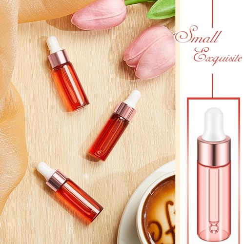 Didaey 100 Pcs 1/2/3/5/10/15 ml Mini Glass Oil Dropper Bottle Bulk, Clear Essential Small Empty Bottles Sample Containers Perfume Liquid Vials with Cap for Traveling (5 ml,Blush Pink) - color: Blush Pink, size: 5 ml