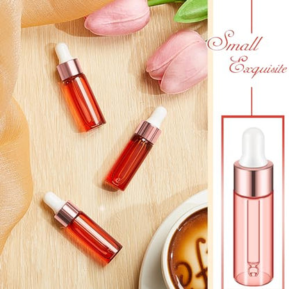 Didaey 100 Pcs 1/2/3/5/10/15 ml Mini Glass Oil Dropper Bottle Bulk, Clear Essential Small Empty Bottles Sample Containers Perfume Liquid Vials with Cap for Traveling (5 ml,Blush Pink) - color: Blush Pink, size: 5 ml