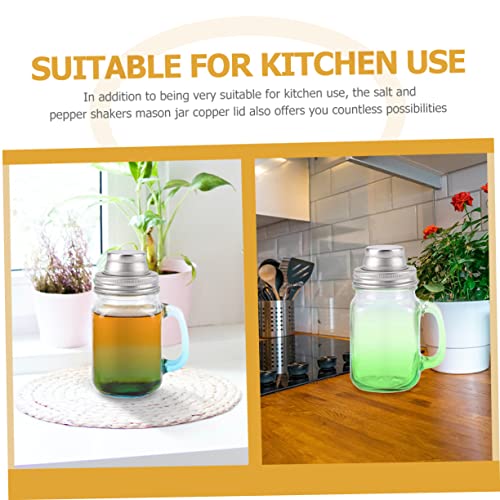 304 Stainless Steel Mason Jar Lid Wear-Resistant Cocktail Shaker Cover No-Leak Design for Home Use and Seasoning Storage Compact Jar Covers for Salt Pepper and Spices