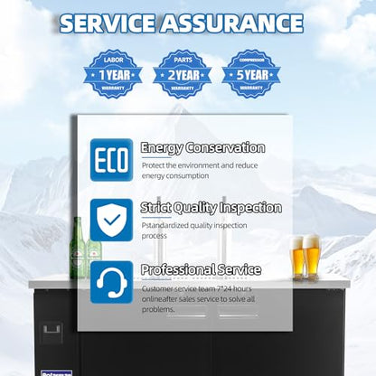 Polarman Commercial Beer Dispenser Two Single-tap Draft Kegerator 2 Door Keg Refrigerator for Bars and Restaurants 61” W Stainless Steel With 2 Coupler, 33°F- 41°F Temperature Control-Direct Draw - size: 61"W Two Single-tap
