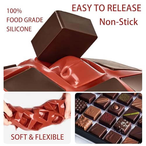 Mini Square Silicone Molds, 2 Pack 40-Cavity Caramel Candy Gummy Molds for Chocolate Mini Ice Cube Jelly Truffles - color: 2 Packs Mini Square Molds Z277