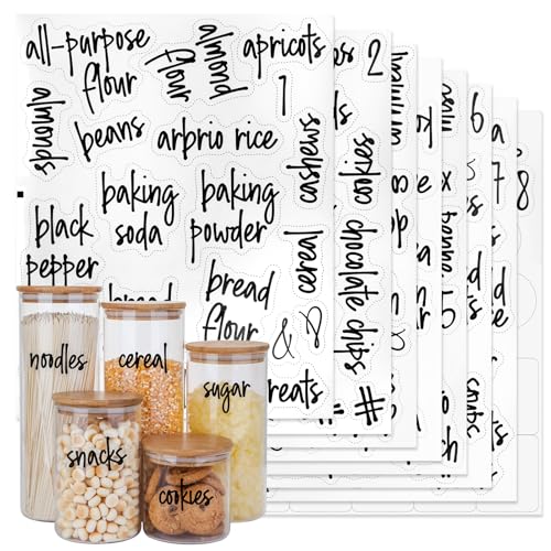 170PCS Food Pantry Labels, Kitchen Container Storage Labels Spice Organize Storage Jars Boxes Bottles Preprinted Black Script Clear Stickers - Water and Oil Resistant - color: Kitchen Labels-clear