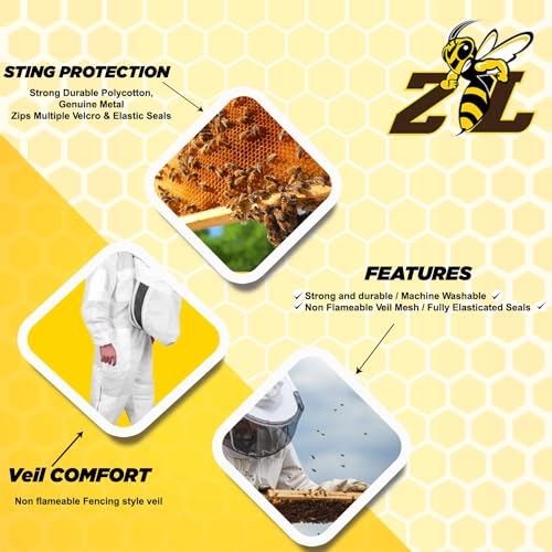 Premium Quality Ventilated Bee Suit for Men & Women with Round Veil, Ultra Protective Layers Beekeeping Suit. - size: XX-Large