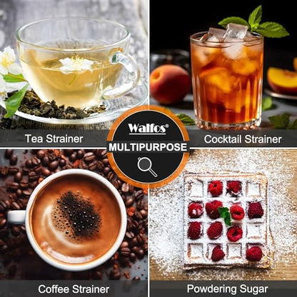 Walfos Mini Fine Mesh Tea Strainer, Stainless Steel Small Sifter with Sturdy Handle, 2.7 Inch Kitchen Metal Sieve for Tea, Coffee, Cocktail, Juice, Sugar and Spices - style: 2.7" Mini Strainer
