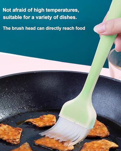 Pastry Brush Silicone Basting Brush for Cooking,2PCS 10+8 in Heat Resistant Food Brushes for Baking, Grilling, Cooking and Spreading Oil, Butter, BBQ Sauce, or Marinade (Green) - color: Green