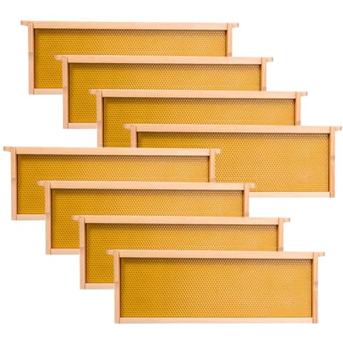 8 Frame Medium Super Box for Honey Bee Hives Beeswax Coated Langstroth Medium Bee Hive Box Includes Beehive Frames and Waxed Foundation Sheets (Unassembled) - size: 8 frame medium