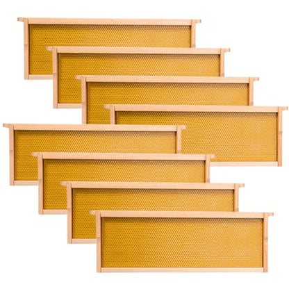 8 Frame Medium Super Box for Honey Bee Hives Beeswax Coated Langstroth Medium Bee Hive Box Includes Beehive Frames and Waxed Foundation Sheets (Unassembled) - size: 8 frame medium