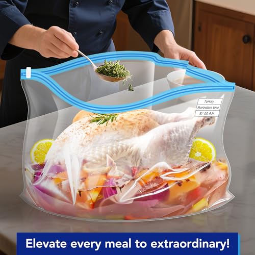 2 Pack 26” x 22” Extra Large Brining Bags for Turkey with String | Double Zippers Turkey Brine Bags for Marinade, Steak, Chicken, Beef, Ham, Pork, , with Date Label - color: 2 pack