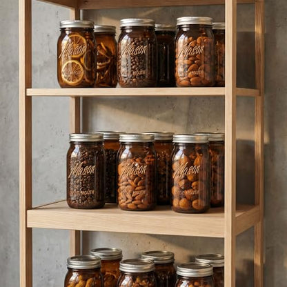Rubtlamp Amber Mason jar 32 oz, 12 Pack Glass Jars - Wide Mouth Mason Jars with Airtight Lids for Pickling, Fermenting, Food Storage&DIY Crafts, Microwave & Dishwasher Safe - color: Amber