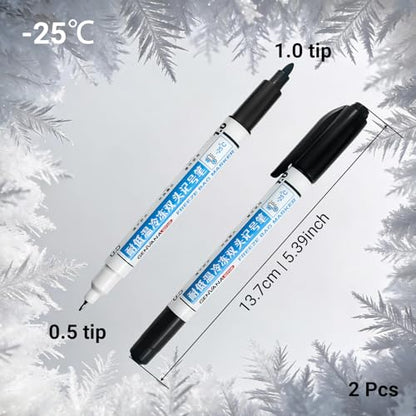 Freezer Bag Markers, Permanent Food Black Pens with Chisel & Fine Tips for Freezer Labels, Fast Drying Waterproof Writing on All Surfaces