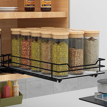 BOIVSHI Pull Out Spice Rack Organizer for Cabinet, Heavy Duty Slide Out Spice Rack Organizer for Kitchen Cabinets and Pantry, Fits Spices, Sauces, Canned Food (6.5''Wx10.5''Dx2.5''H) - size: 1 Tier,6.5''Wx10.5''Dx2.5''H