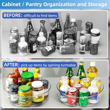 6 Pack Lazy Susan 11.5" Inch Turntable Organizer Organization Storage Container Bins Spice Rack Cabinet Rotating Condiment for Pantry Countertop Kitchen Vanity Bathroom Jewelry Holder Clear - size: 11.5 inch 6pack