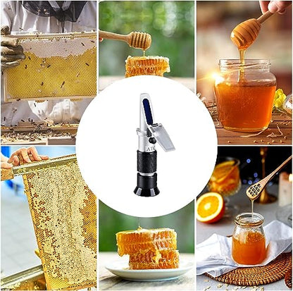 Brix Meter Refractometer, LEERCHUANG Triple Scale Honey Tester (Water Content: 12-27%, Brix: 58-92%, Be': 38-43), Handheld Brix Refractometer for Honey, Maple Syrup, Molasses & Bee Keeping - size: Brix: 58~92%