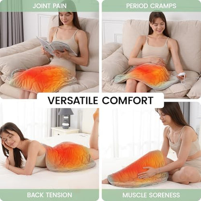 immtree Weighted Heating Pad for Period Cramps, 29" x 24" Extra Large Electric Heated Pads 5 lbs, Back Shoulder Knee Abdomen Pain Relief, Soft Warm Heavy Lap Blanket, Grey Green - color: Sage Green, size: 29"x24" 5 Pound