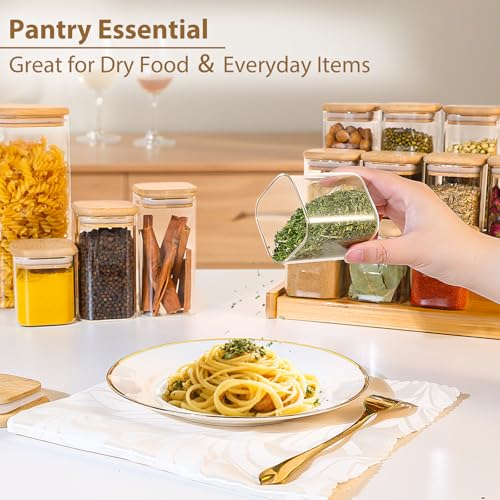 TBWIND 12 Pack 4 oz Square Glass Spice Jars with Lids and Labels – Airtight Small Seasoning Containers Set, Clear Glass Storage Jars for Seasoning, Spices, Kitchen Pantry Organization - color: Square/4oz/12pcs