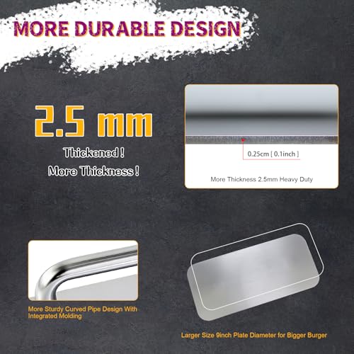 Stainless Steel Burger Press,9 Inch Smash Burger Press,2.5mm Non-Stick Smooth Smasher,Square Grill Weight Press, Griddle Press Kitchen Stuff,For Cooking Beef Bacon Steak - size: 9'*4.3' Square