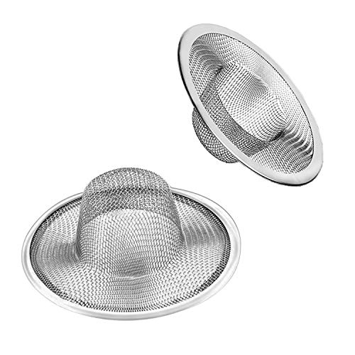 2pcs Heavy Duty Stainless Steel Slop Basket Filter Trap, 4.41" Top / 2.44" Mesh Metal Sink Strainer,Perfect for Kitchen Sink/Bathroom Bathtub Wash Basin Floor Drain Balcony Drain Hole,Utility… - size: 4.41"