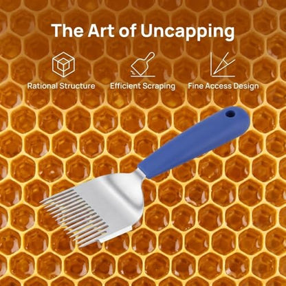 Stainless Steel Uncapping Fork with Plastic Grip, Honey Comb Scraper for Beekeeping
