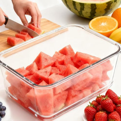 Extra Large Glass Storage Containers with Lids 220oz/6500ml/28cup | Silicone Mat Included | Borosilicate Glass | Airtight | Freezer Oven Dishwasher Safe | Rotisserie Chicken | XL Big Food Bowl - color: White handle