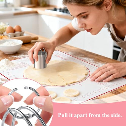 Biscuit Cutter, Silicone Pastry Dough Baking Mat Set, Baking Tools and Accessories Kit (4 Pcs/Set) - size: 4 set red