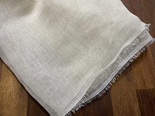 Mull Muslin 100% Cotton Fabric Voile Curtains Fine Unbleached Cheesecloth Linen Look Wedding Table Runner - 140cm Wide - Ecru Cream (Per 10 Metres)