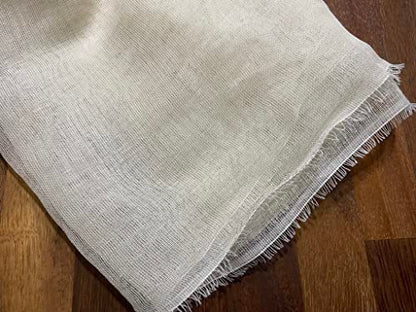 Mull Muslin 100% Cotton Fabric Voile Curtains Fine Unbleached Cheesecloth Linen Look Wedding Table Runner - 140cm Wide - Ecru Cream (Per 10 Metres)