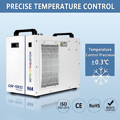 S&A Genuine CW-5200DH（Upgraded 5200DG） Water Chiller Duty Free for CO2 Laser Engraving Cutting Water Cooling Shipping from US - size: CW-5200DH (US Stock)