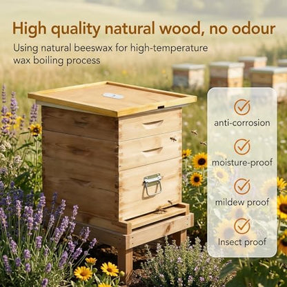MINEHAJIME 2pcs Beehive Inner Cover for 10 Frame Hive Box,Beeswax-Coated Bee Hive Cover,Beekeeping Supplies,Bee Hive Screen Inner Cover,Cover with Feeding Hole for Beekeeping Tool (10 Frame-2pcs) - size: 10Frame-2pcs