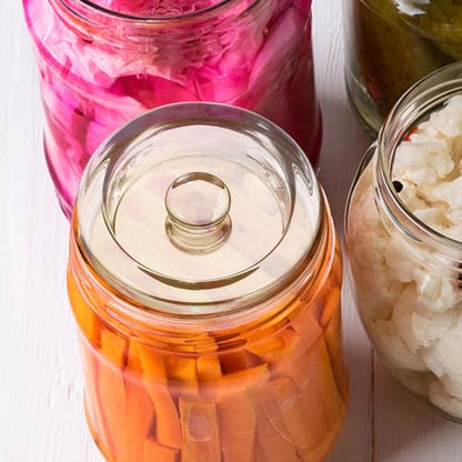3pcs Fermentation Weights: Heavy Glass Fermenting Stones with Easy-grip Handle Compatible with Wide Mouth Mason Jars for Sauerkraut Kimchi