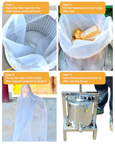 10PCS Honey Harvesting Beekeeping Tool Kit, 5 Gallon Bucket with Gate | 50 Pairs Gloves, Honey Extractor Kit Uncapping Knife Tank Holder Strainer Fork Gripper, Lids Opener, 4 PCS Filter Bags