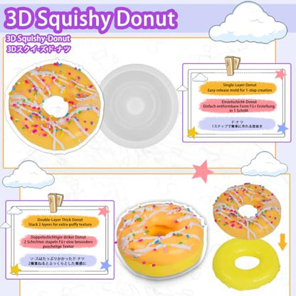 Taba Squishy Maker Kit Gel+Donut Silicone Mold+Pigment+Sprinkles - color: Donut