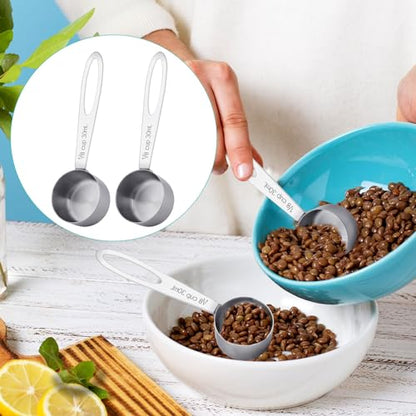 2Pcs 1/8 Cup Measuring Cup, 30ml Scoop, Stainless Steel Measuring Cups, Coffee Scoops, Measuring Scoops Tablespoon Measure Spoon, Long Handle Cooking Measuring Scoop(30ML) - color: 2 Pcs/Long Handle