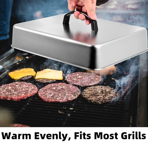 Rectangular Basting Cover, Stainless Steel Grill Cover Lid for Outdoor Cooking, 13"(L) x 11.2"(W) x 2.5"(H), Cheese Melting Dome, Keeps Cooked Food Warm, 1 Pack