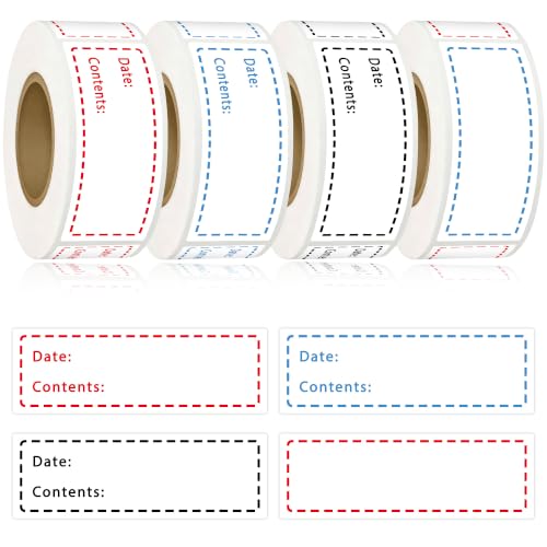 1200PCS Removable Food Labels 1x3Inch Freezer Labels for Containers Waterproof & Oil-Resistant Food Storage Labels Colored Freezer Labels Date Stickers for Refrigerator Kitchen Restaurants - color: Red + Blue + Black + White