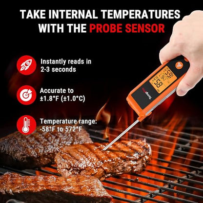 TempPro TP420 2-in-1 Instant Read Thermometer for Cooking, Infrared Thermometer with Meat Probe, Non-Contact Laser Meat Thermometer for Griddle Grill Pizza Oven HVAC Pool, Gift for Dad Husband - style: IR Thermometer with Meat Probe