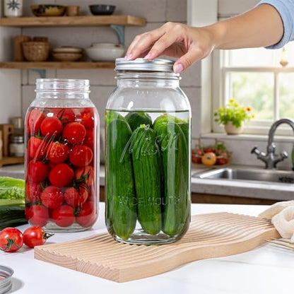 WELLIFE 6 Pack 64oz Wide Mouth Mason Jars,Half Gallon Mason Jar for Pickling, Canning, Fermenting and Food Storage, Microwave & Dishwasher Safe - color: Clear Mason Jars 64oz-6Pcs
