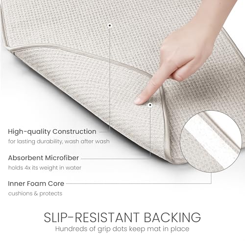 Bellemain XL Dish Mat Microfiber Dish Drying Mat, Super absorbent (Light Grey, 17" x 24") - color: Light Grey, size: 17" x 24"