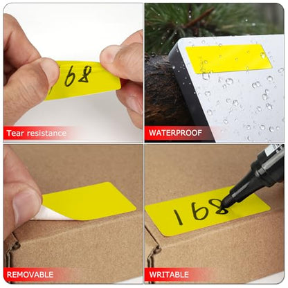 Yellow Rectangle Stickers 2 x 1 Inch Color Coding Labels Vinyl Roll Self-Adhesive Waterproof Removable 500 PCS - color: Yellow
