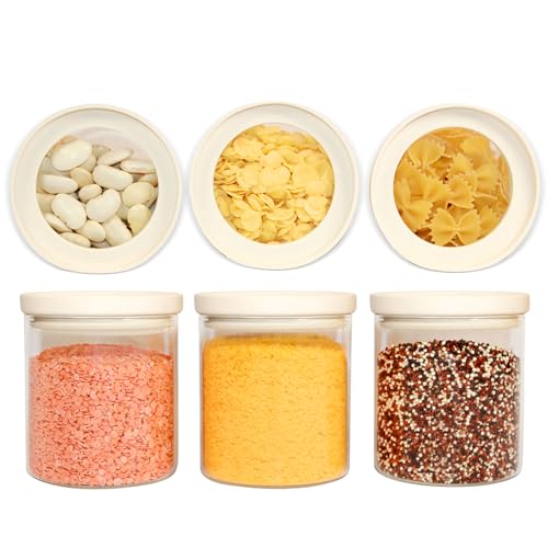 Urban Green Glass Food Storage Jar with Glass Lid, Food Canister Set with Airtight Lids, Pantry Storage Jar for Kitchen Organization. Food Storage Containers in Pack of 6, 16oz. - color: White-6P-16oz